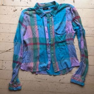 UO checkered button down blouse